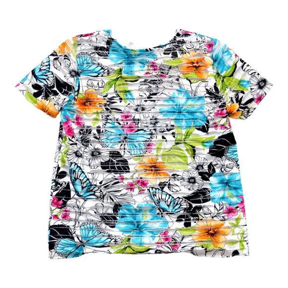 Alfred Dunner Woman Colorful Flowers Butterfly‎ Blouse Size PS - Picture 2 of 4